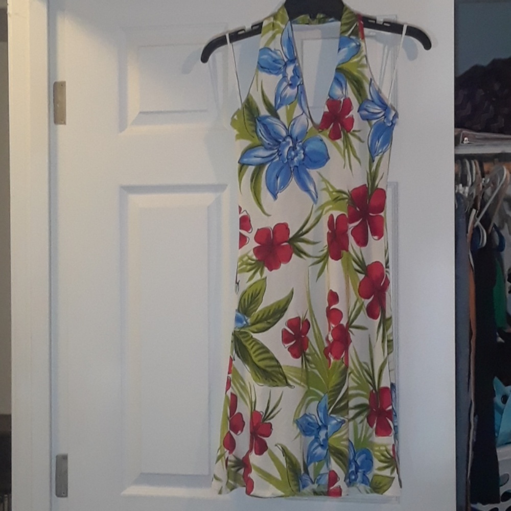 Hawaiian Print Halter Dress